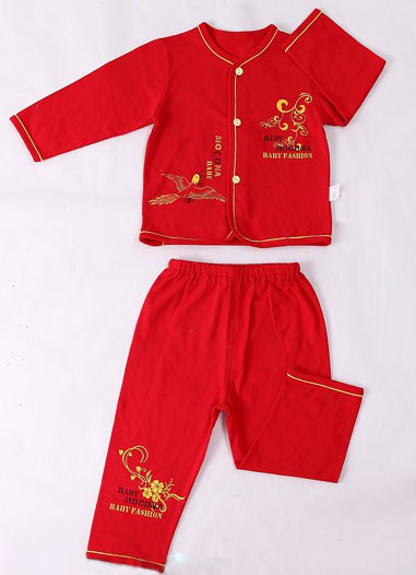 摩可拿紅色新款寶寶內衣套裝