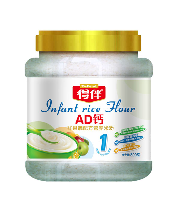 得伴AD鈣鮮果蔬配方營養米粉1段