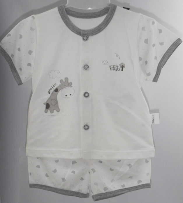 娃愛的蓓蓓灰色花紋短袖短褲套裝