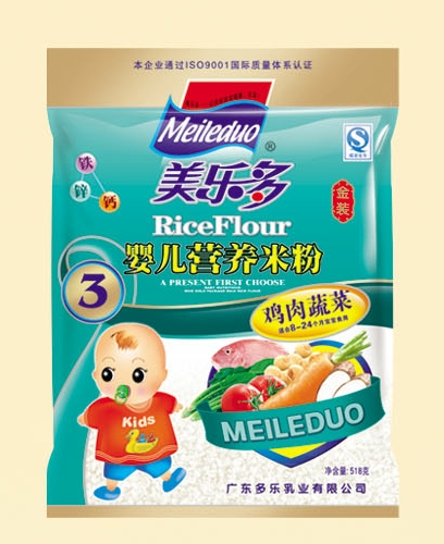 美多樂袋裝雞肉蔬菜嬰兒營養米粉3段