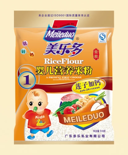 美多樂袋裝蓮子加鈣嬰兒營養米粉1段