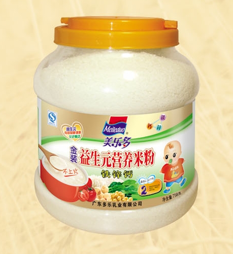 美多樂罐裝鐵鋅鈣益生元營養米粉2段