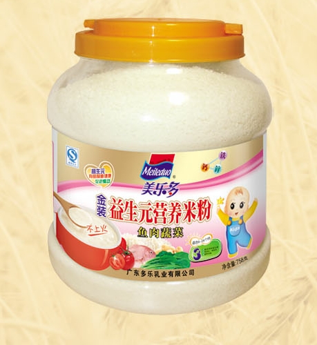 美多樂罐裝魚肉蔬菜益生元營養米粉3段