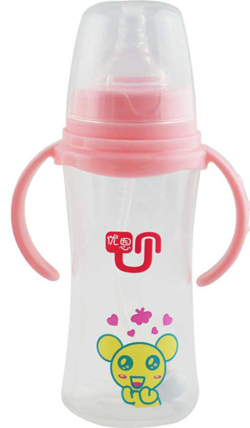 優恩粉色寬口PP奶瓶280ml