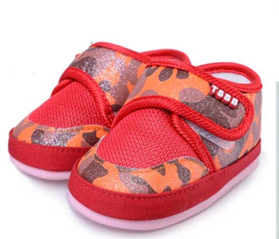 天使之嬰網布+透氣PU幼兒學步鞋紅色