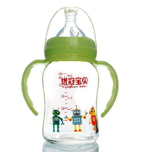 優冠寶貝鈦金玻璃奶瓶150ml綠色
