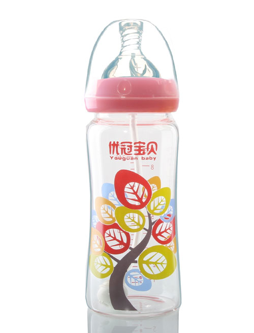 優冠寶貝金鉆玻璃奶瓶260ml紅色