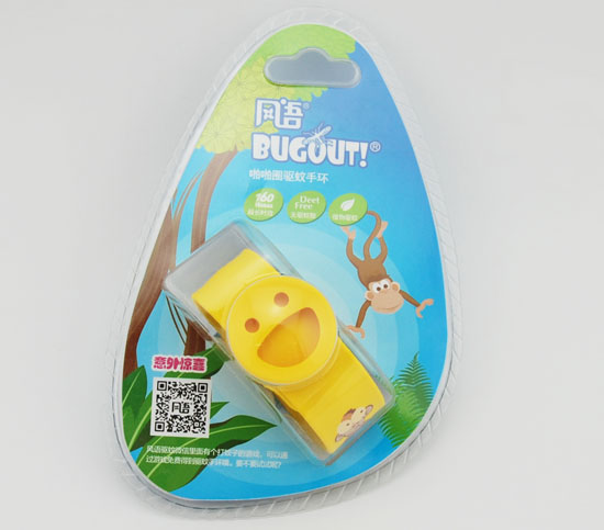 笑臉啪啪圈驅蚊手環黃色