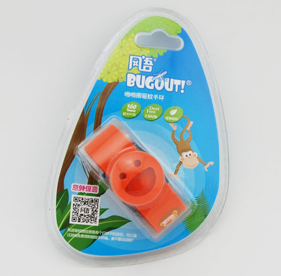 BUGOUT笑臉啪啪圈驅蚊手環紅色