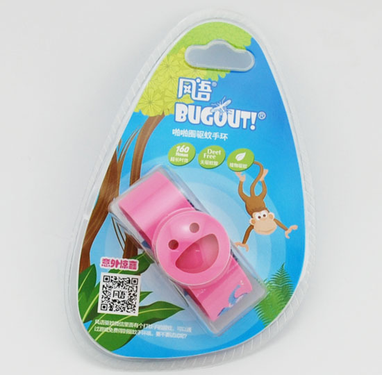 BUGOUT笑臉啪啪圈驅蚊手環粉色