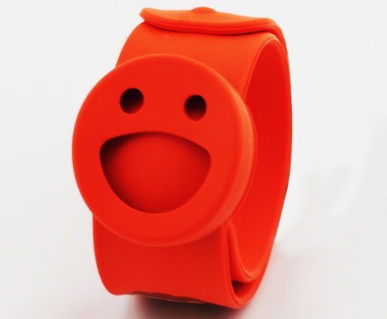 BUGOUT笑臉啪啪圈驅蚊手環紅色