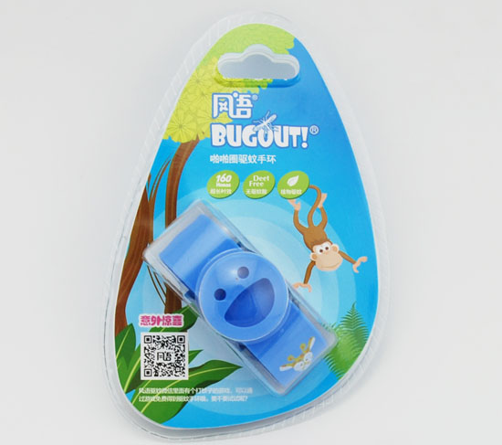 笑臉啪啪圈驅蚊手環藍色