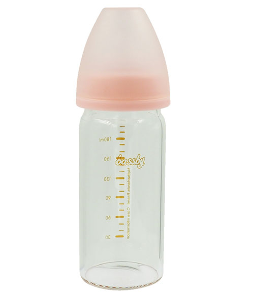 貝斯比直身晶鉆玻璃奶瓶150ml紅色