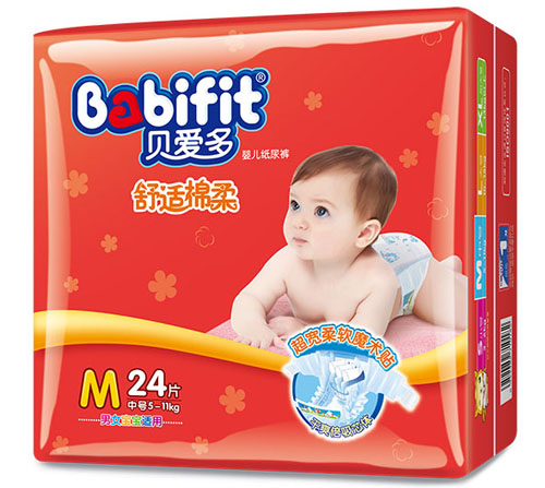 貝愛(ài)多舒適棉柔紙尿褲M碼24片中包裝