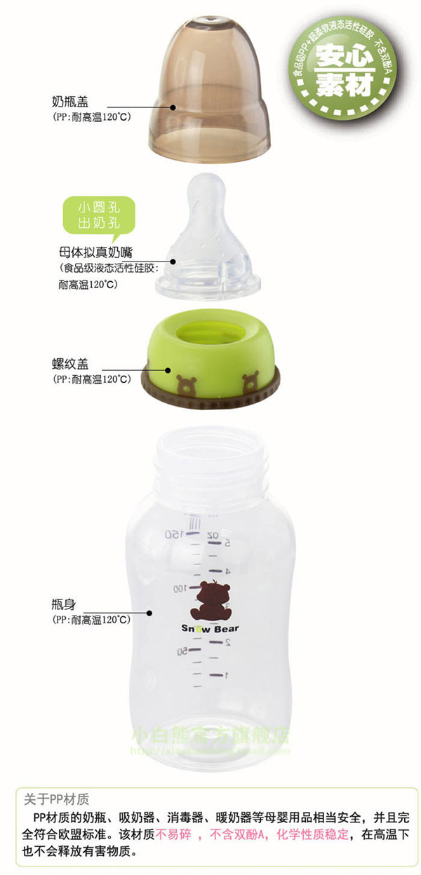 口感擬真標準口PP奶瓶細節描述