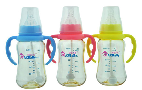 安心貝比雙柄標口自動吸管弧形奶瓶180ml