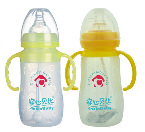 安心貝比雙柄寬口弧形硅膠奶瓶240ml
