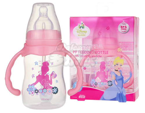迪士尼寶寶標口徑手柄自動吸管奶瓶(小號)140ml