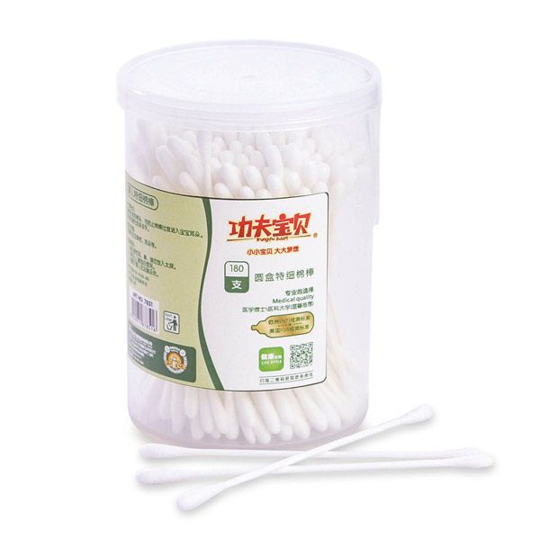 功夫寶貝嬰兒特細棉棒、180支圓桶
