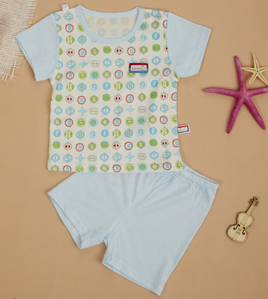 金色小魚(yú)純棉素色單面數(shù)字短袖肩開(kāi)套