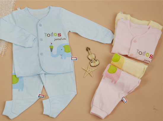 金色小魚純棉素色單面大象束口桃開套