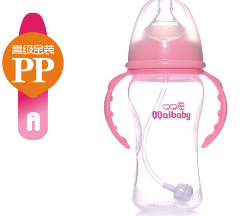 Q0愛寬口徑雙柄自動PP奶瓶260ML