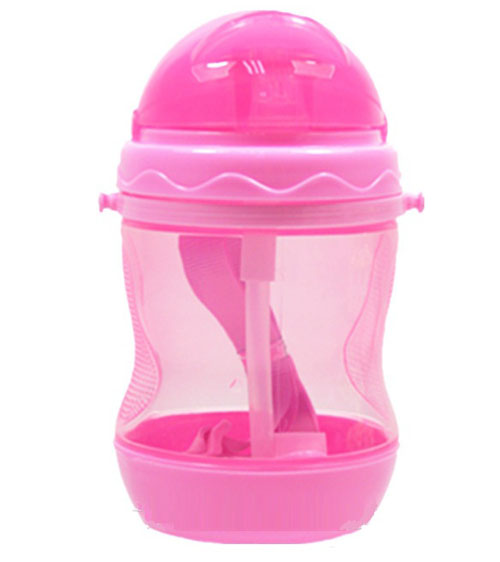 優冠寶貝便攜PP吸管杯280ml粉色