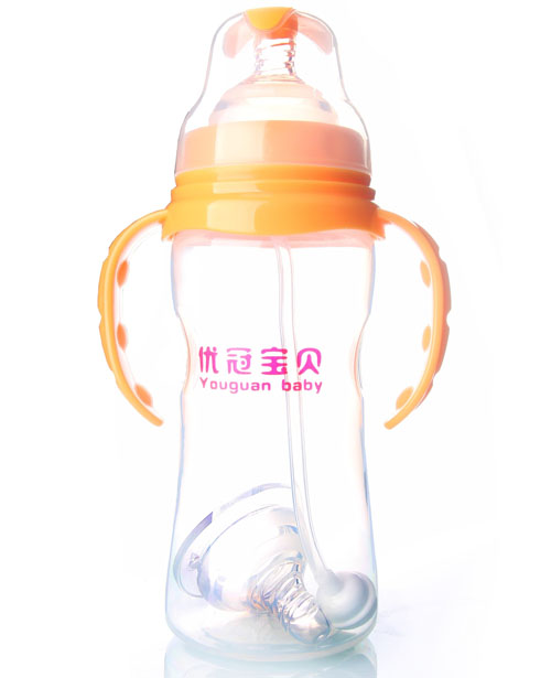 優冠寶貝寬口徑PP奶瓶330ml橙色