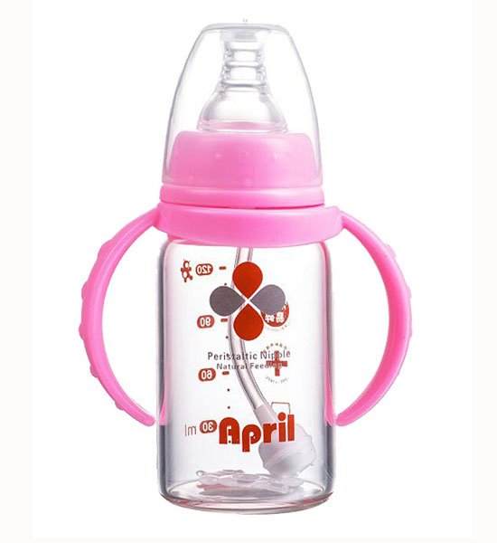 Happy100標準口徑玻璃奶瓶粉色