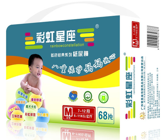 彩虹星座藍色經(jīng)典紙尿褲M碼68片