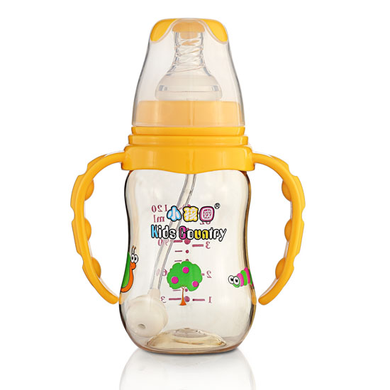 小孩國初生標口弧形自動PPSU安全奶瓶120ML黃色