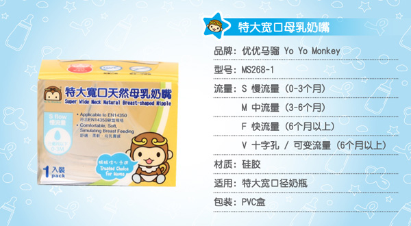 優優馬騮新生兒特大寬口徑母乳實感奶嘴