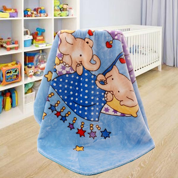 亞奧超柔云毯小象藍色