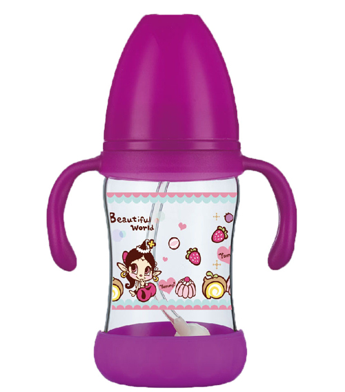 紐優180ML感溫玻璃防摔奶瓶枚紅色