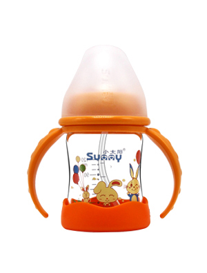 小太陽弧形玻璃加厚防爆奶瓶120ML