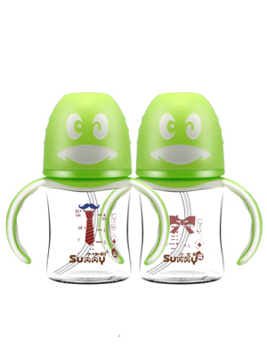 小太陽可愛企鵝晶鉆玻璃奶瓶120ML