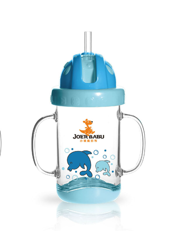 小袋鼠巴布晶透學飲杯260ml藍色.jpg 小袋鼠巴布晶透學飲杯260ml藍色.jpg