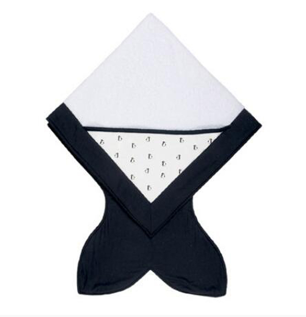 西班牙baby bites嬰兒純棉斗篷帶帽浴巾 黑企鵝.jpg 西班牙baby bites嬰兒純棉斗篷帶帽浴巾 黑企鵝.jpg