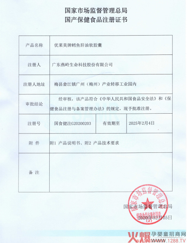 熱烈祝賀廣東燕嶺通過藍帽鱈魚肝油注冊 承接OEM代工.jpg 熱烈祝賀廣東燕嶺通過藍帽鱈魚肝油注冊 承接OEM代工.jpg