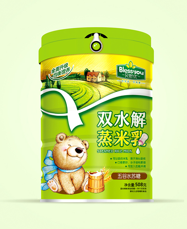 貝熙優雙水解蒸米乳聽裝508克(五谷水蘇糖)