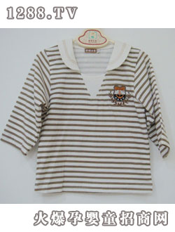 哆啦小貝細條V領衫