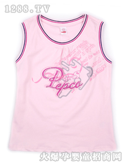 小豬班納粉色圓領針織背心