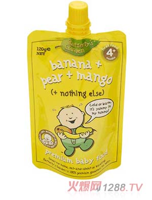 葉子嬰兒果泥（香蕉、梨和芒果）