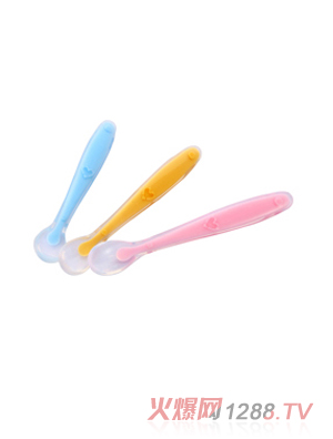 萊嬰寶寶寶訓練硅膠軟頭勺