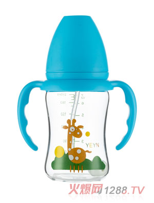 優兒優女高硼硅玻璃奶瓶210藍