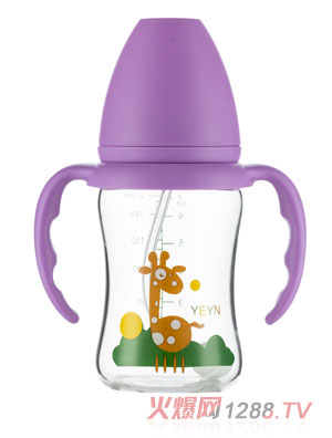 優兒優女高硼硅玻璃奶瓶210紫