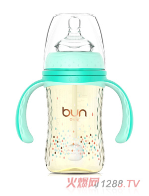 貝優能喝護型帶柄自動寬口PPSU奶瓶180ml