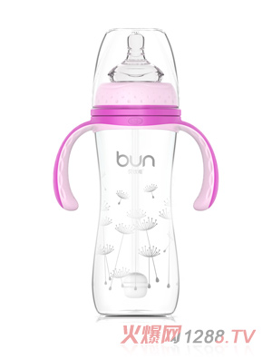 貝優能纖巧型帶柄自動寬口玻璃奶瓶240ml