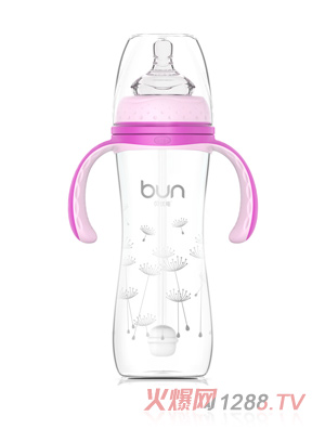 貝優能纖巧型帶柄自動寬口玻璃奶瓶280ml